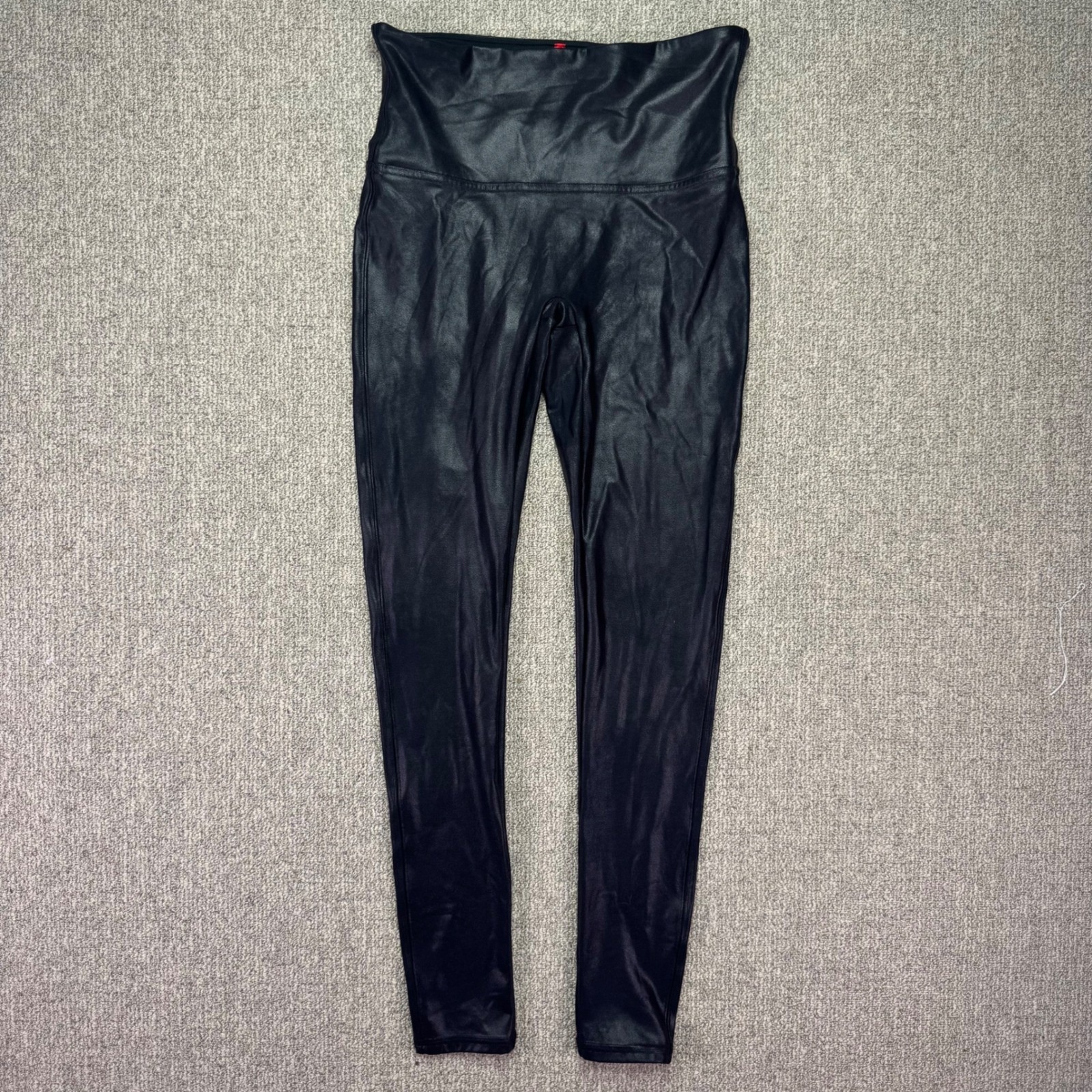Spanx Faux Leather Leggings Womens Large Black High Waisted Shaping Pants